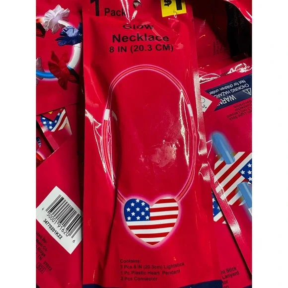 Patriotic Glow Stick Necklaces Bracelets Wands Party Favors 4th of July